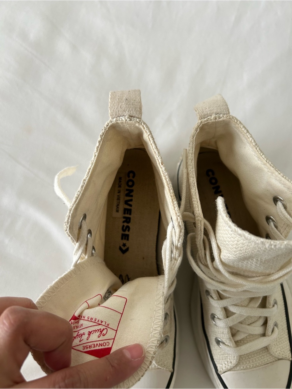 Converse Cream High-Top Platform Sneakers - Picture 3 of 5